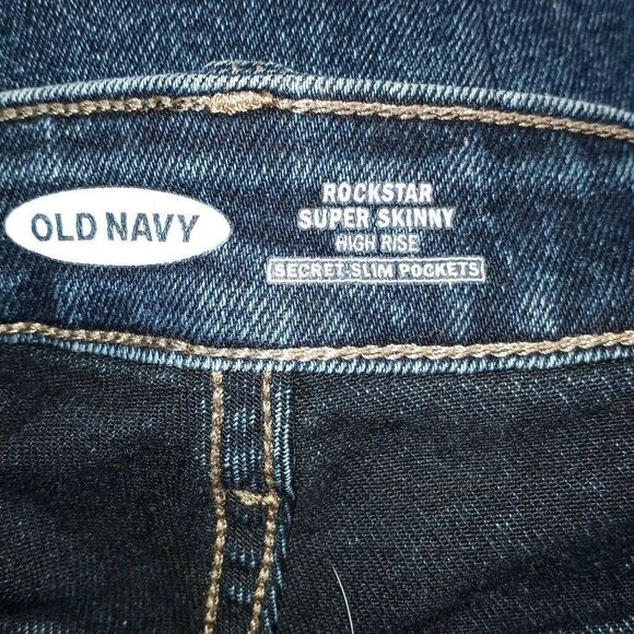 OLD NAVY ROCKSTAR SKINNY DISTRESSED JEANS DK.BLUE SZ.12 EUC. - Picture 5 of 6